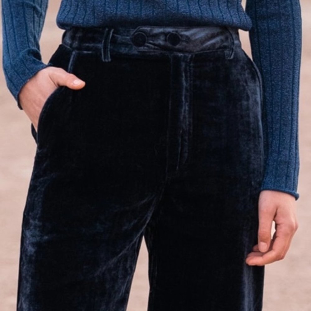 Garance Paris Klay Navy Velvet Pants NEW